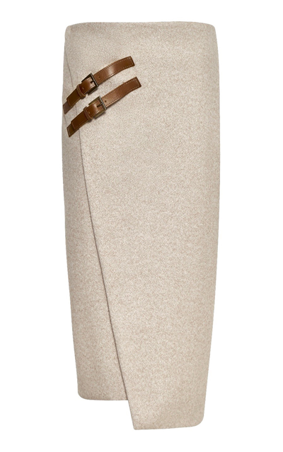 Andres Otalora Al Paso Buckle-detailed Wrap Skirt In Neutral