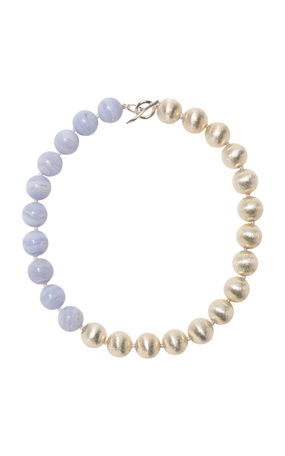 Lizzie Fortunato Silver Sky Collar Necklace In Blue