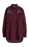 Diotima Long Cotton Turtleneck Top In Burgundy