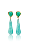 LIZZIE FORTUNATO ALARIA DROP GOLD-PLATED CHRYSOPRASE AND AMAZONITE EARRINGS