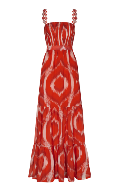 Andres Otalora Sin Prisa Tiered Chiffon Maxi Dress In Red