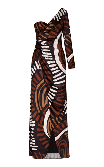 Andres Otalora Tus Sueños Printed Twill One-shoulder Maxi Dress In Multi