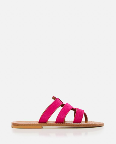Kjacques K. Jacques Dolon Leather Flat Mules In Pink