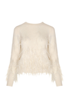 Andres Otalora Solo Canto Feather-embellished Alpaca-wool Knit Top In Off-white