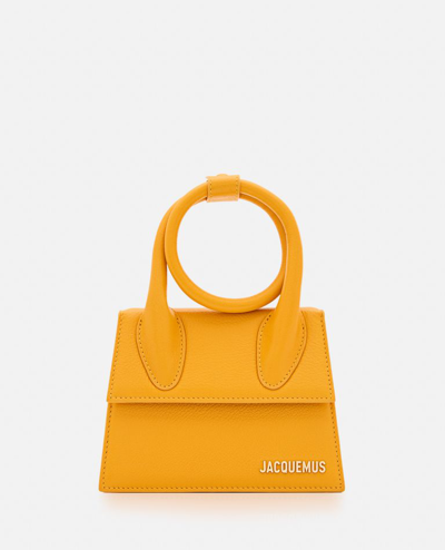 Jacquemus Le Chiquito Noeud Leather Shoulder Bag In Orange