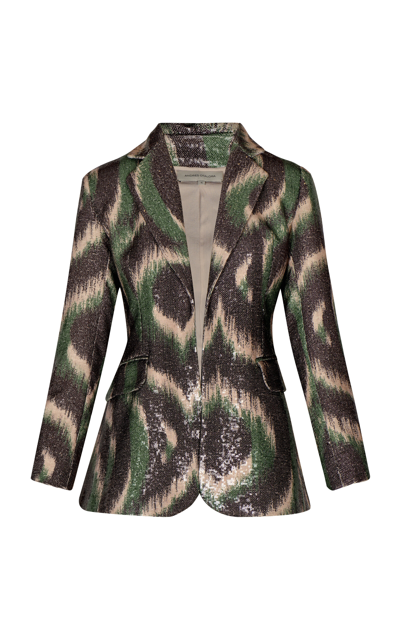 Andres Otalora Es Pa' Mi Printed Sequin Blazer In Green