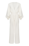 Andres Otalora Territorio Artesano Plunging Crepe Jumpsuit In Off-white