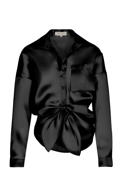 Andres Otalora No Olvidas Tie-detailed Silk Organza Shirt In Black