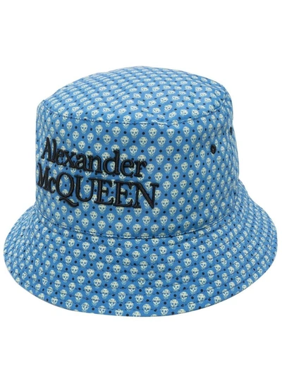 Alexander Mcqueen Skull-print Bucket Hat In Blue