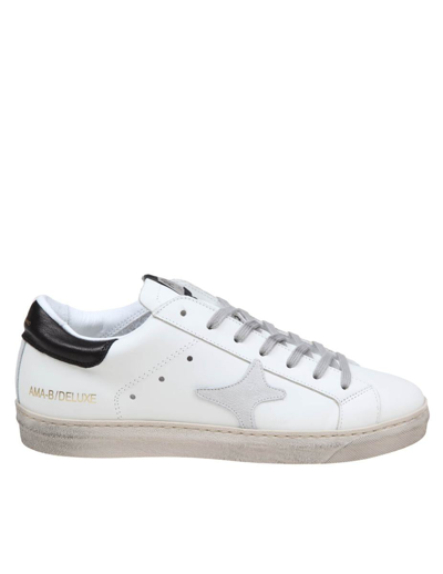 Ama Brand Leather Sneakers In White/black