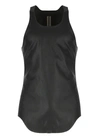 Rick Owens Leather Tank Top In Black