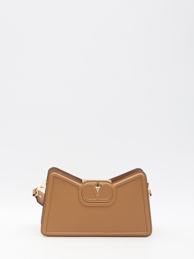 Valentino Garavani Vlogo Leather Shoulder Bag In Brown