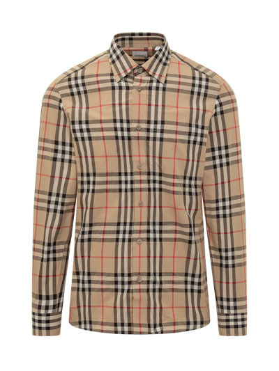 Burberry Caxton Checked Cotton Shirt In Brown