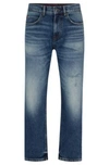 Hugo Boss Loose-fit Jeans In Vintage-washed Comfort-stretch Denim In Turquoise