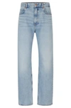 Hugo Boss Baggy-fit Jeans In Heavyweight Cotton Denim In Turquoise