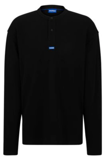 Hugo Henley T-shirt With Blue Logo In Black