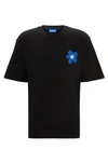 Hugo Cotton-jersey T-shirt With Flower Logo Artwork In Black