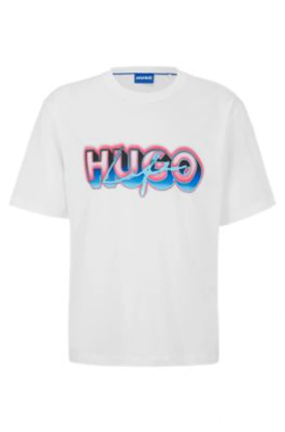 Hugo Cotton-jersey T-shirt With Logo Graphic In White