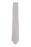 Hugo Boss Dot-print Tie In Linen And Cotton In Light Beige