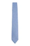 Hugo Boss Dot-print Tie In Linen And Cotton In Blue