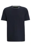 Hugo Boss Cotton-jersey Regular-fit T-shirt With Branded Collar In Dark Blue