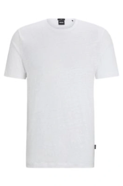 Hugo Boss Regular-fit T-shirt In Linen In White