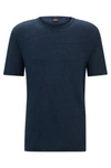 Hugo Boss Boss Tiburt Linen T-shirt In Blue