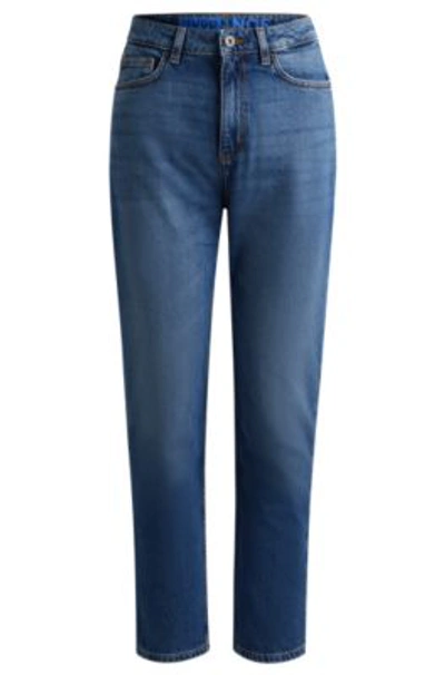 Hugo Mom Jeans In Medium-blue Stretch Denim