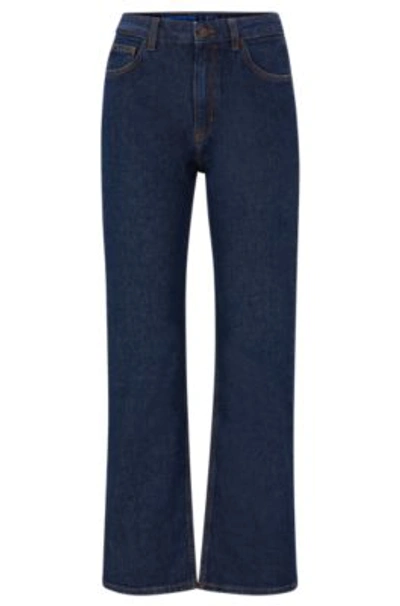 Hugo Blue Salt-and-pepper Jeans In Comfort-stretch Denim In Dark Blue