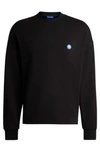 Hugo Boss Cotton-terry Sweatshirt With Smiley-face Logo Patch In Black
