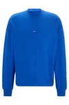 Hugo Cotton-terry Sweatshirt With Blue Logo Label In Light Blue