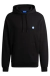 Hugo Cotton-terry Hoodie With Smiley-face Logo In Black