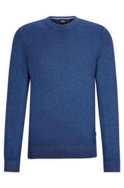 Hugo Boss Regular-fit Sweater In 100% Cashmere With Ribbed Cuffs In Light Blue