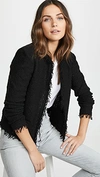 Iro Shavani Frayed Cotton-blend Bouclé Jacket In Black