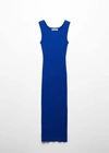 Mango Ribbed Long Dress Vibrant Blue In Bleu Électrique
