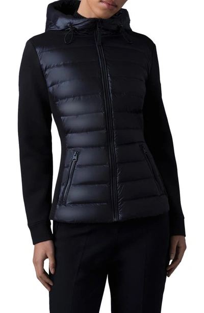 Mackage Della Mixed Media Down Puffer Jacket In Black