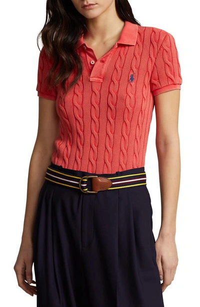 Ralph Lauren Cable Knit Polo Shirt In Red