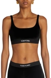 Tom Ford Stretch Lustrous Velour Signature Bralette Clothing In Black