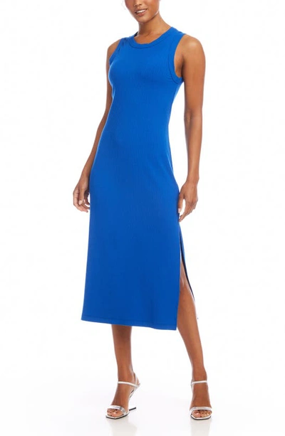 Karen Kane Sleeveless Rib Midi Dress In Blue