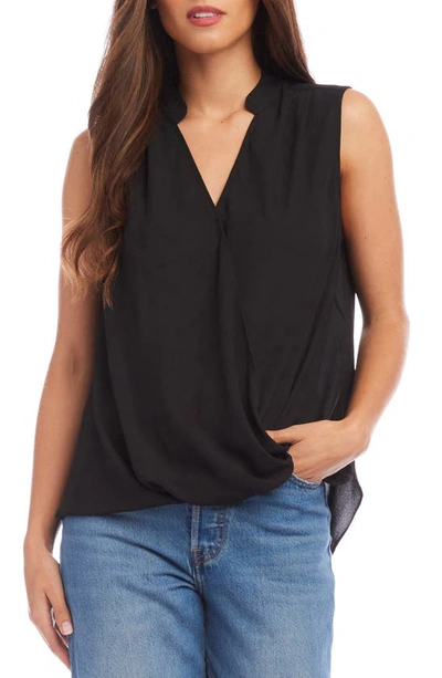 Karen Kane Drape Front Sleeveless Top In Black