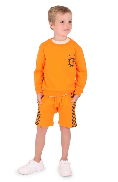 Tiny Tribe Kids' Livin' Cotton Graphic Sweatshirt In Burnt Orange