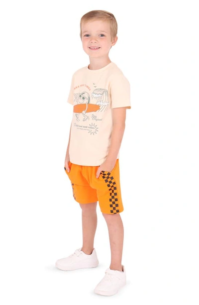 Tiny Tribe Kids' Checkerboard Stripe Shorts In Burnt Orange