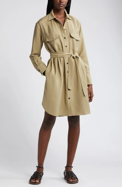 Nordstrom Long Sleeve Belted Shirtdress In Olive