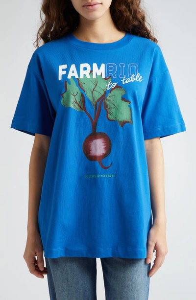 Farm Rio Beet Farm To Table Cotton Graphic T-shirt In Blue