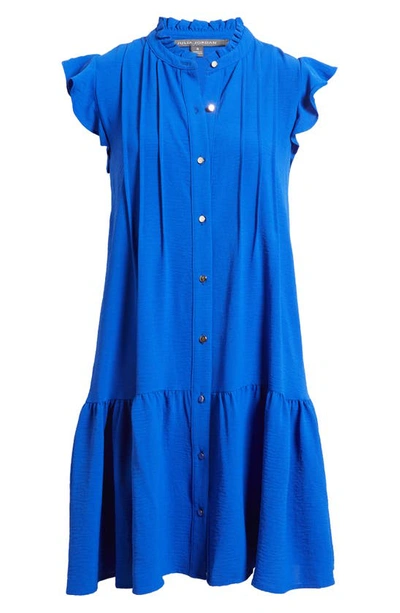 Julia Jordan Flutter Sleeve Button Front Shift Dress In Cobalt