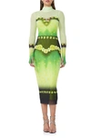 Afrm Shailene Dress In Lime Floral Placement