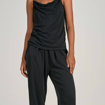 Elan Spaghetti Straps Drape Front Top In Black