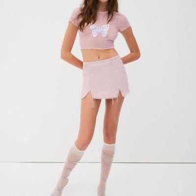 For Love & Lemons Aubrey Mini Skirt In Pink