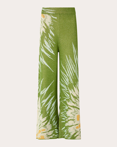 Hayley Menzies Jacquard Tie-dye Wide-leg Trousers In Green