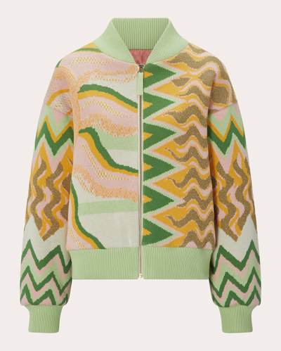 Hayley Menzies Cotton Jacquard Under The Sun Bomber Jacket In Under The Sun Pink/green Multi